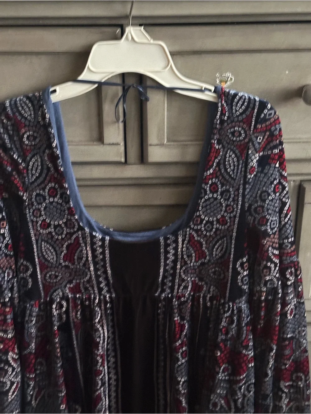 Free People Oh So Easy Velvet Babydoll Dress. Burgundy & Teal Size Large